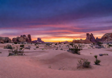 Beautiful desert landscape during twilight